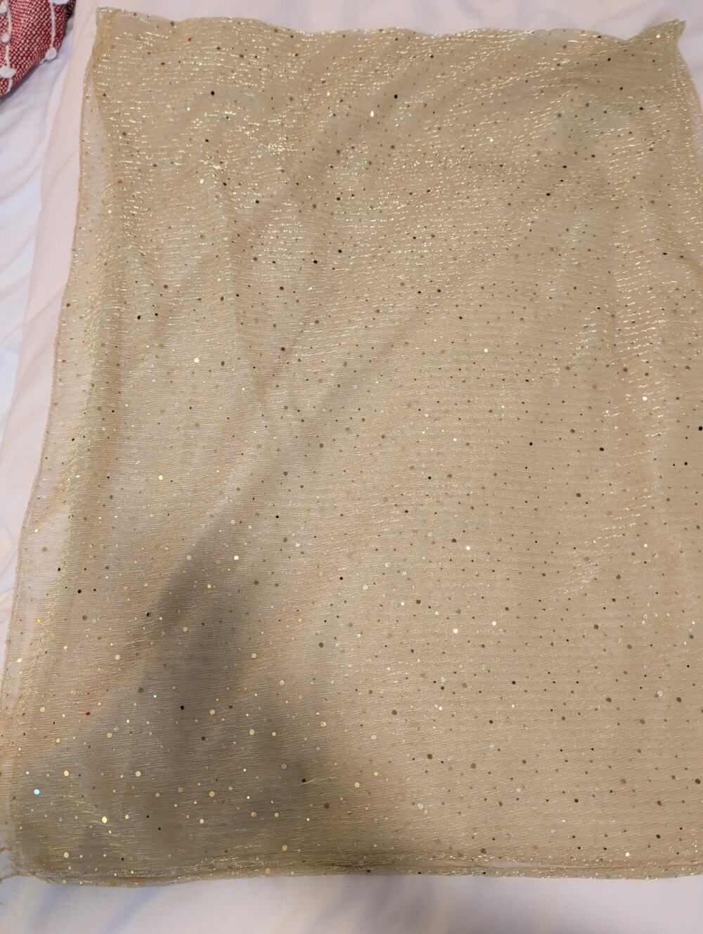 Gold Sequin Mesh Scarf Sheer Sparkly Glitter Shawl Wrap Rave Festival Outfit
